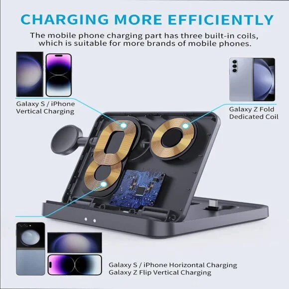 3 In 1 Foldable Wireless Fast Charger Stand - Picture 5 of 10